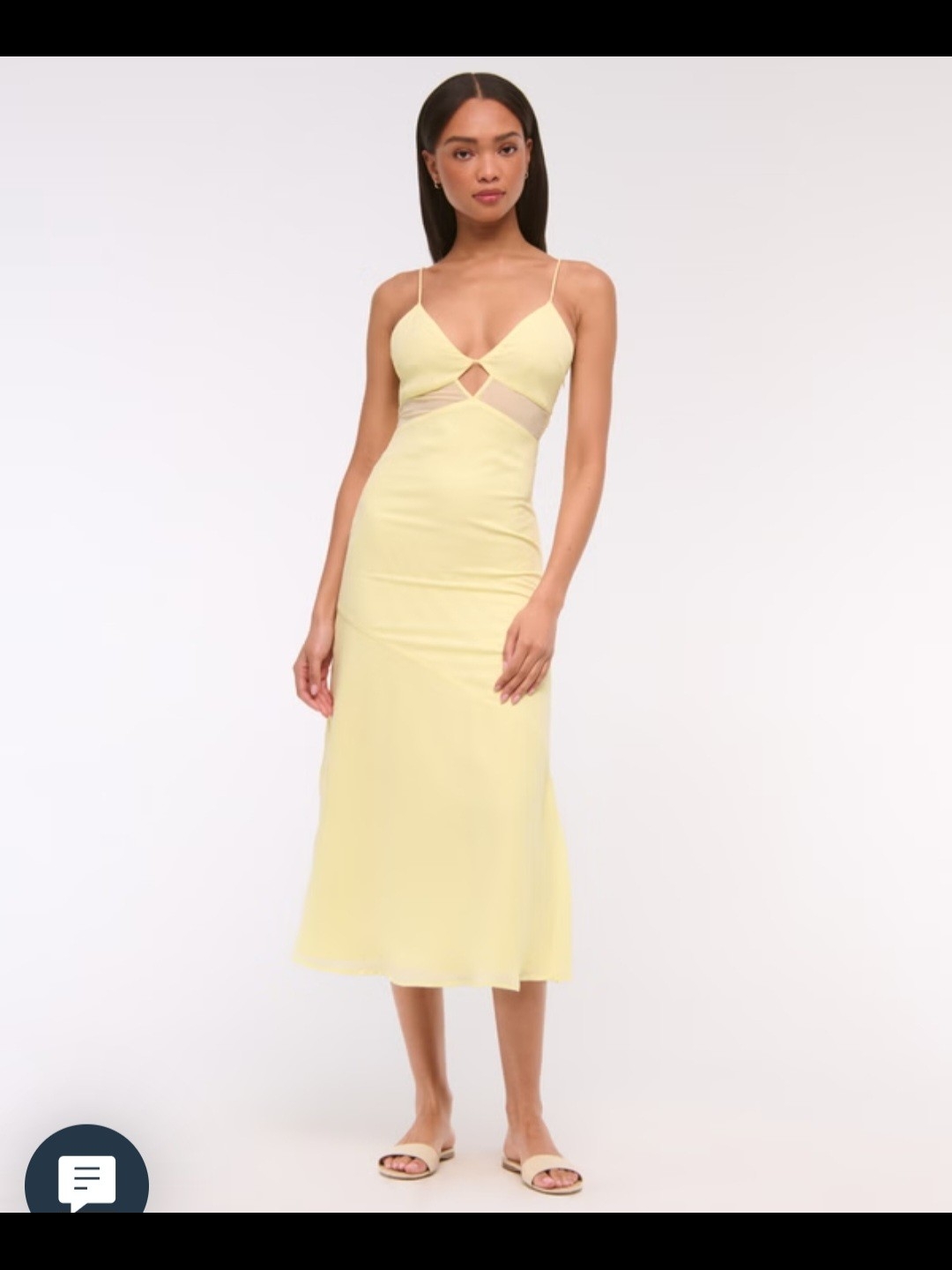 Abercrombie & Fitch Lemon Yellow Cutout Slip Midi Dress